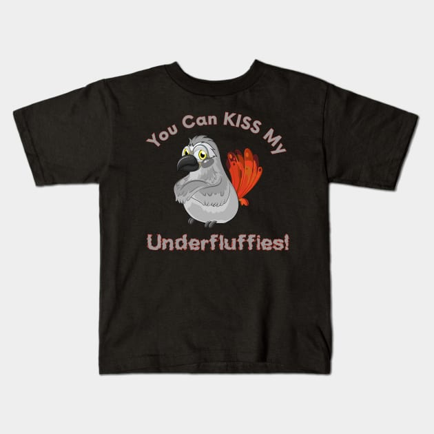 African Grey Parrot Kiss Underfluffies Kids T-Shirt by Einstein Parrot